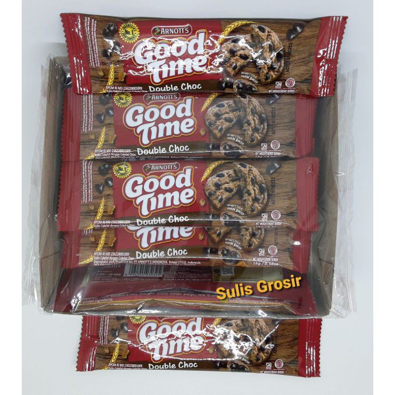 

Good Time Cookies Double Choc Per Pak Isi 12 pcs x 16 Gram