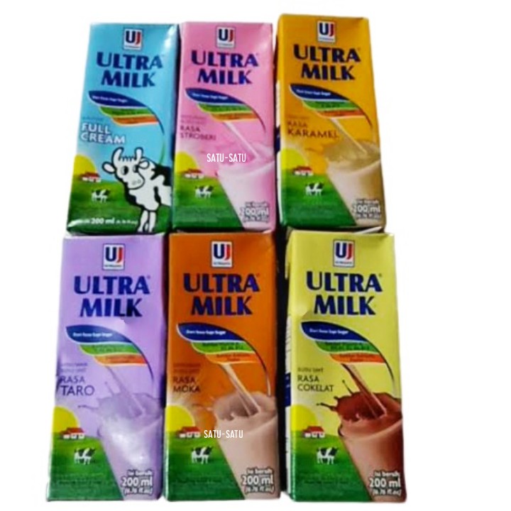 

Ultra milk UHT - Susu UHT 6 Variant - Susu Ultra Full Cream - Strawberry - Coklat 200ml