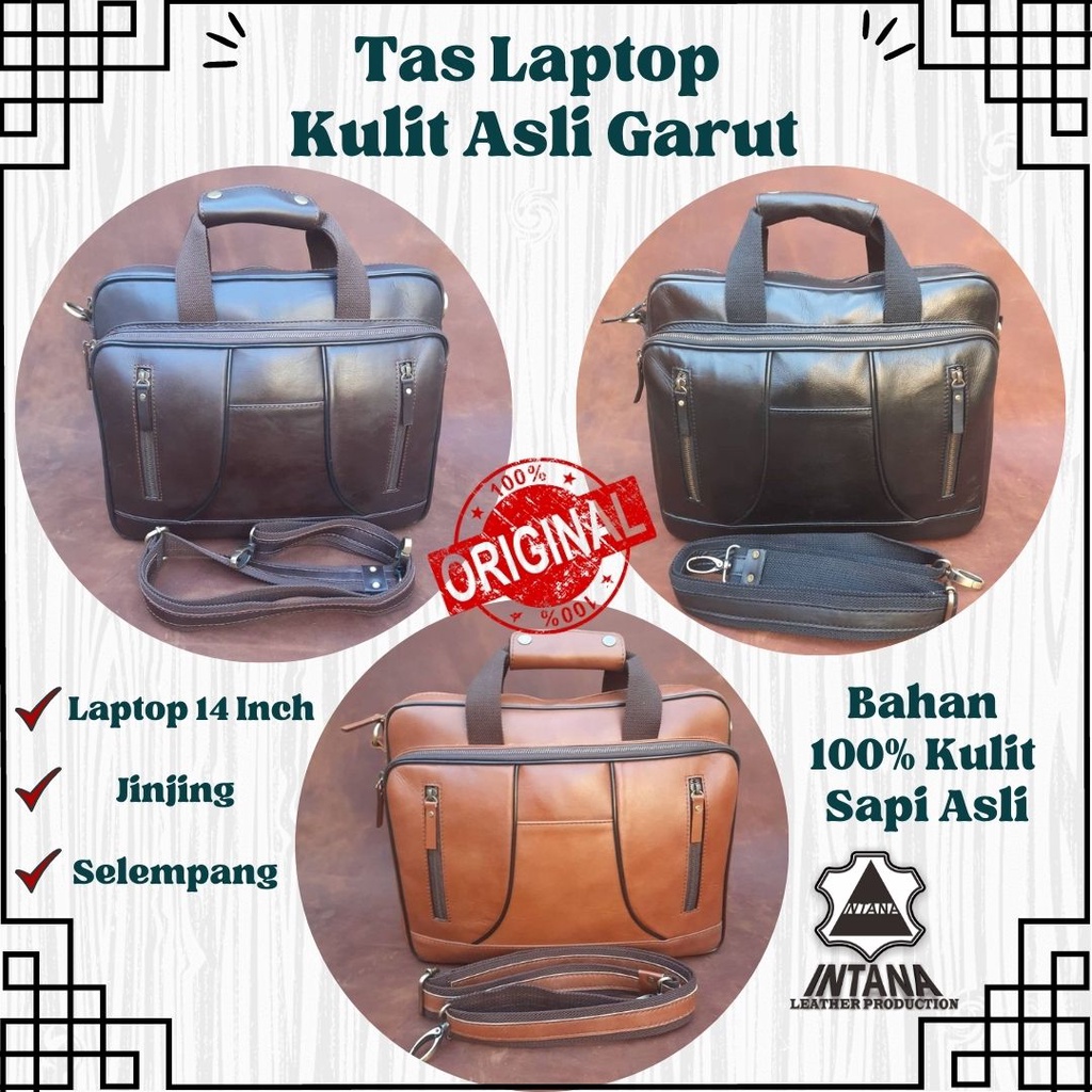 Tas Kulit Laptop Selempang Pria Tas kulit laptop 14 inch tas laptop jinjing tas laptop kulit asli ga