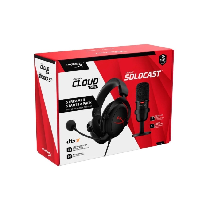 HyperX Streamer Starter Pack Cloud Core Headset &amp; Solocast Microphone