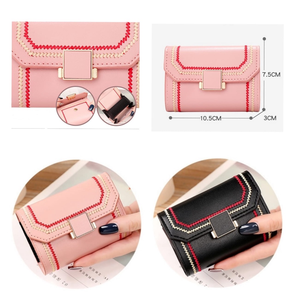 DOMPET LIPAT WANITA MINI IMPORT KULIT PENDEK EMPIRA SLOT KARTU KOIN MURAH IMPORT BATAM KOREA PREMIUM