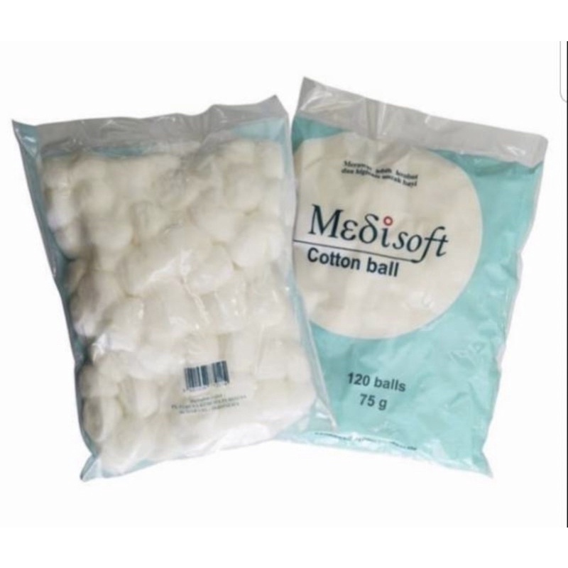 Medisoft cotton ball 75 gr isi 120 pcs ( kapas lembut dan higienis untuk bayi )