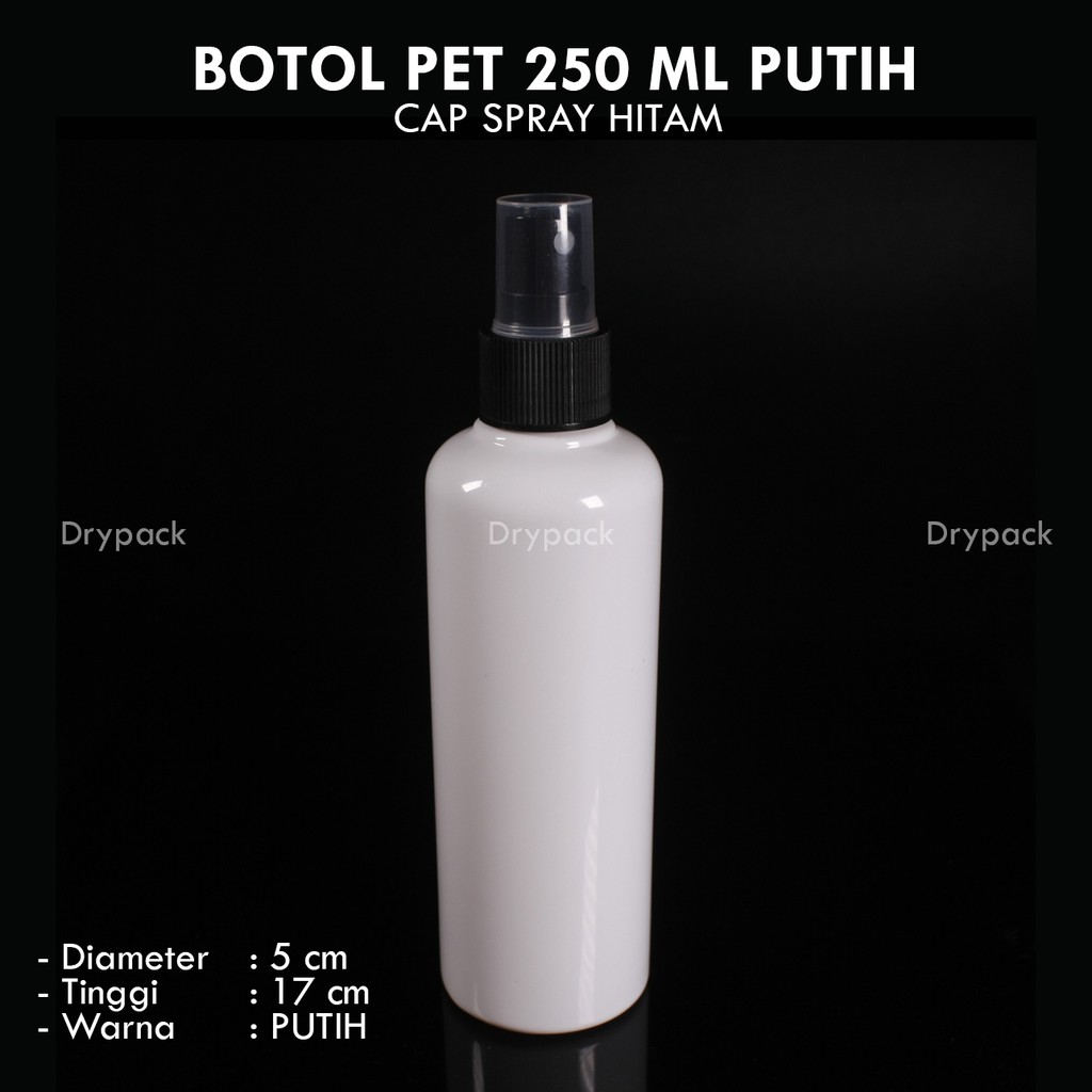 Botol Spray 250 ml Putih tutup Hitam