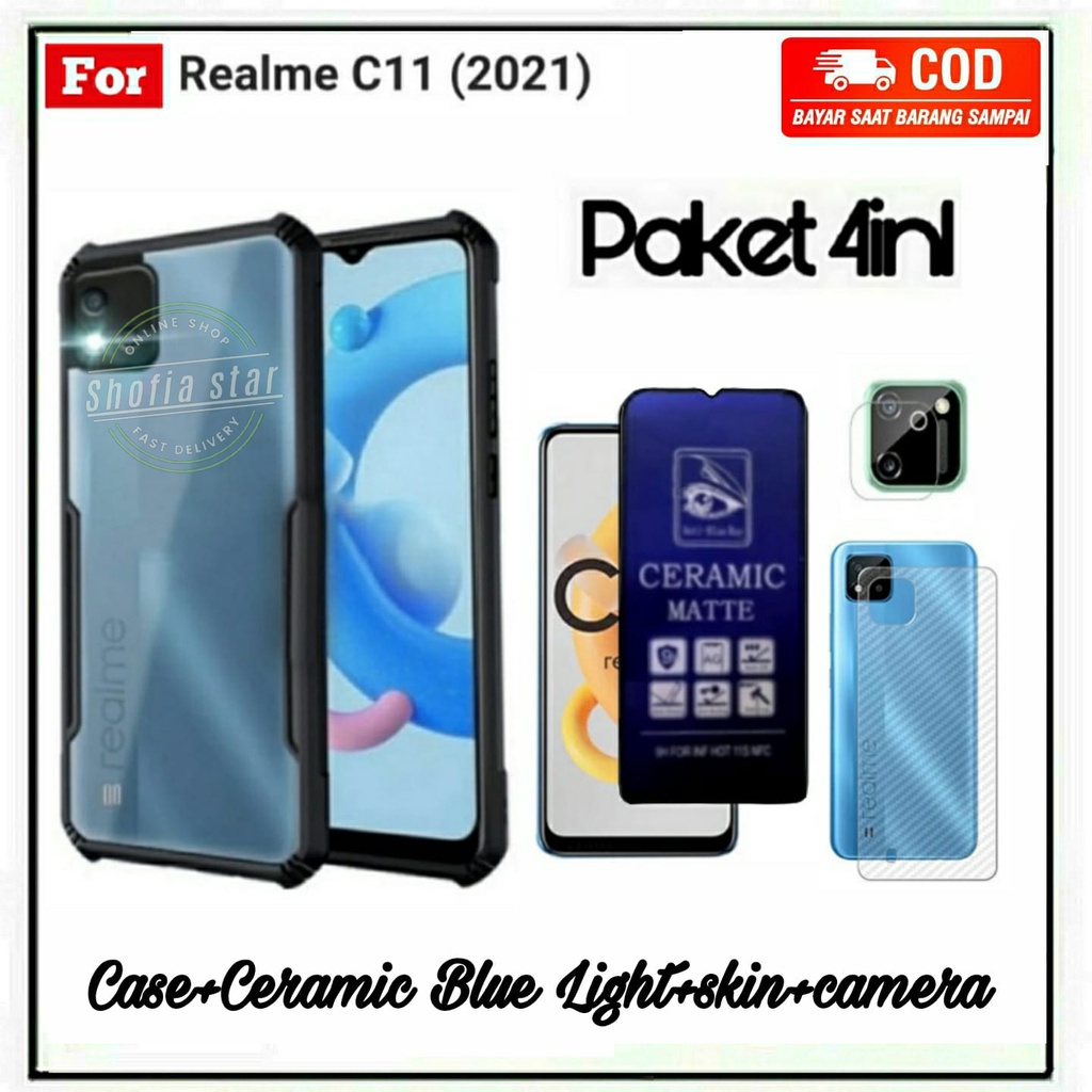 4IN1 CASE REALME C11 C12 C20 C21Y C25 C25S C21 C15 SOFTCASE SHOCKPROOF TRANSPARAN CAMERA PROTECT CASING