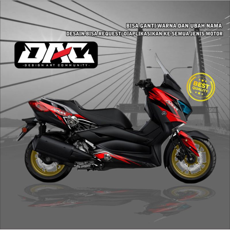 Sticker Decal XMAX grafis hitam merah full body