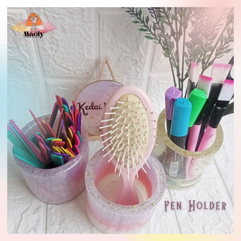 Pen Brush Holder Unik Resin Tempat Pensil Custom Kado Decor Shabby Lampu Tidur Aestethic Pajangan Rumah