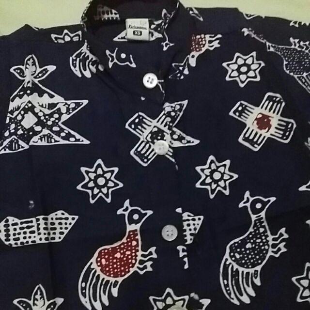 Pop Kidswear   Sagara Batik Shirt - Kerah Koko - Kemeja Batik Anak Cap Ayam