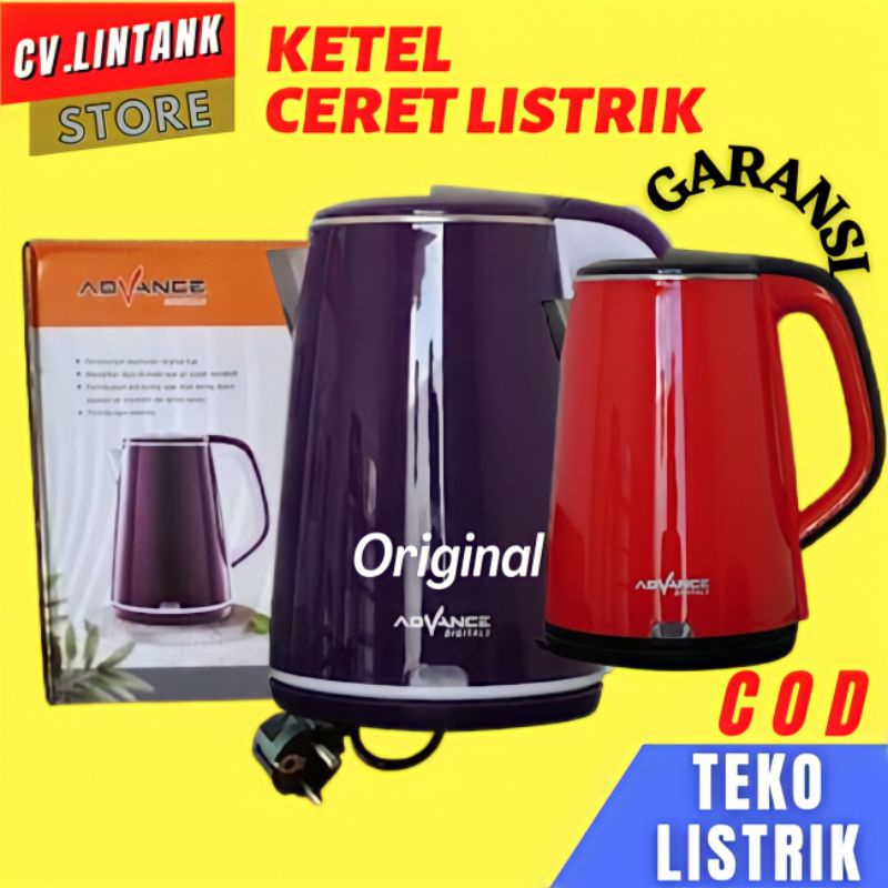 Teko Listrik Ketel Low Watt Ceret Pemanas Air Advance Ak-182 Poci Elektrik Stainless Hemat Listrik