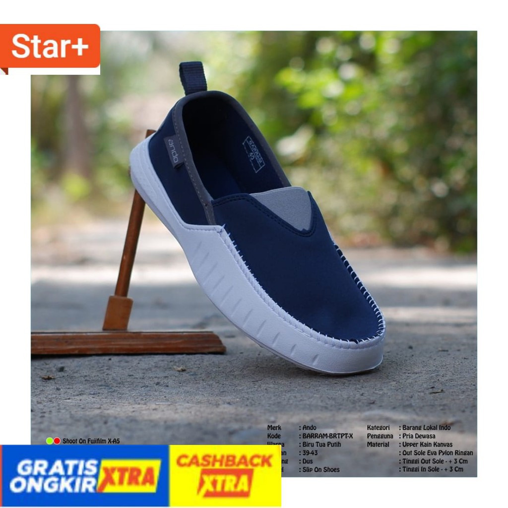PROMO GRATIS ONGKIR NEW BRAND ORIANAK BESAR KECIL / ANDO SEPATU PRIA SLIP ON BARRAM 39-43