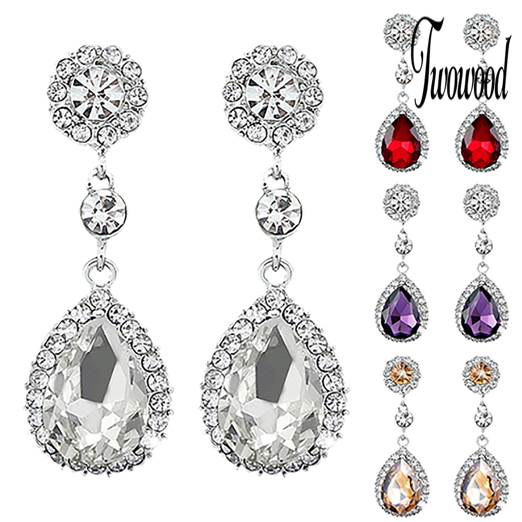 Anting Berlian Imitasi Model Water Drops Chandelier Untuk Wanita