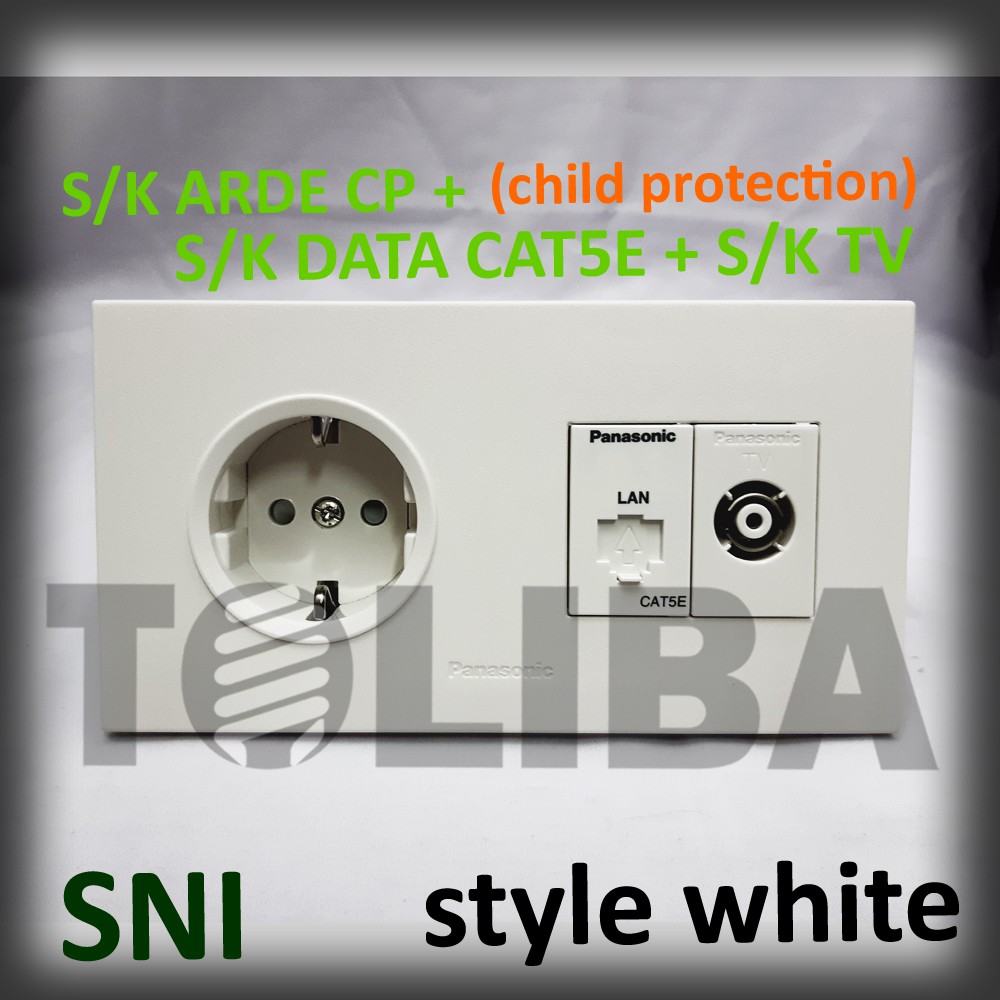 stopkontak arde cp + stop kontak data cat5e + s/k tv minimalis style white ib panasonic sni