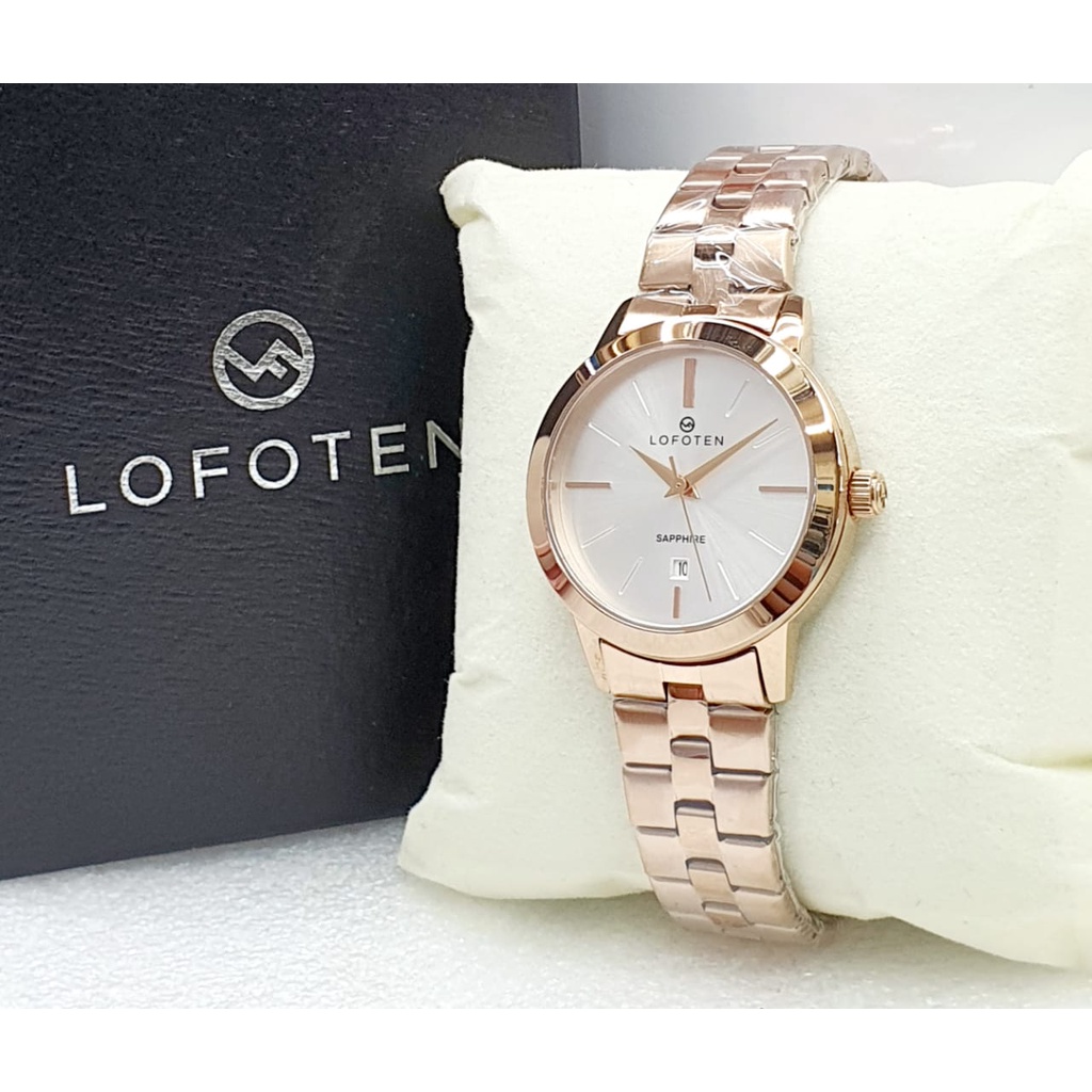 Jam Tangan Wanita Lofoten 2313 Fashion Cewek Analog Rantai Stainless Steel Sapphire Original