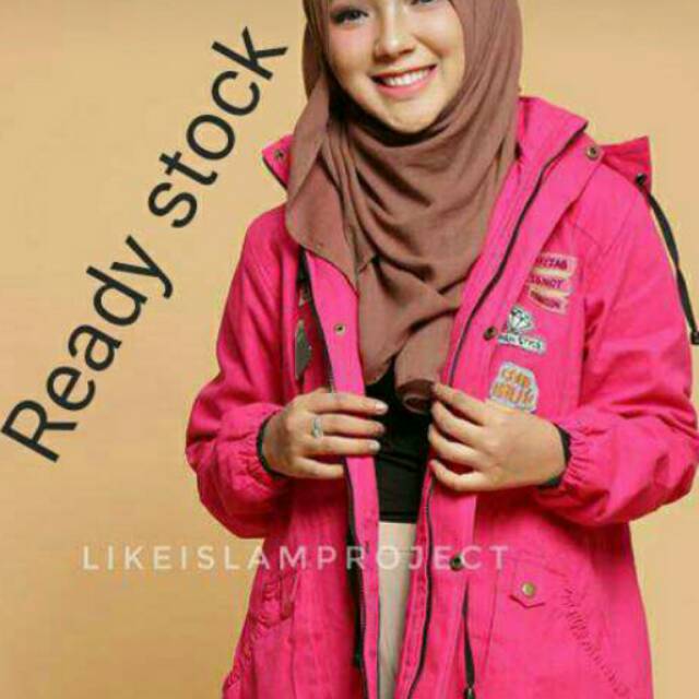 Jaket parka muslimah pink like islam project