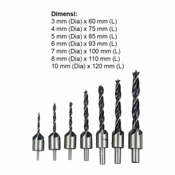 [7PCS] Mata Bor Drill Bit Countersink HSS 3-10mm / Bor Drill Bit Kayu Pahat Perhiasan / Mata Bor Set Kayu Besi Baja Kokoh / Bor Kayu Dan Mata Bor Kayu Plastik Alumunium Dan Plat / Mata Bor Drill Bit Countersink Mata Bor Pelubung Kayu / Matabor Murah Kokoh