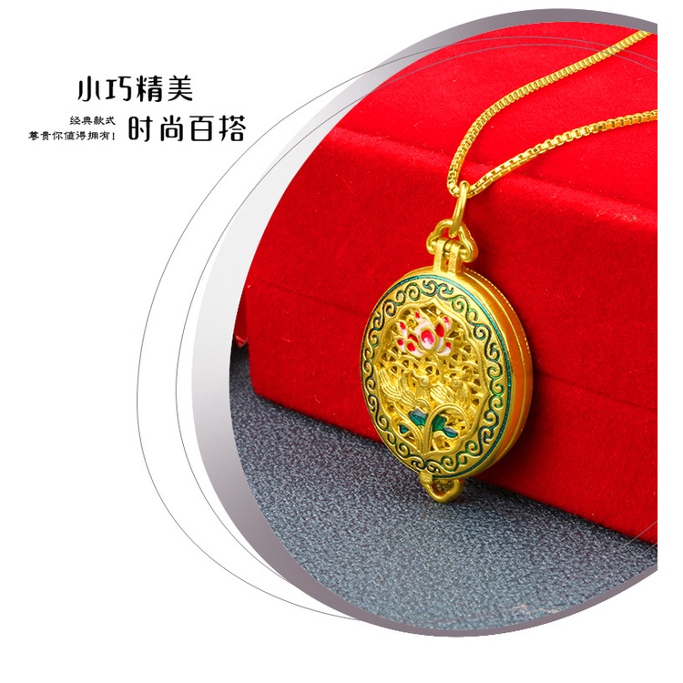 National Liontin Kalung Lapis Emas Asli Kadar 375 Bentuk Bunga Teratai 3D Untuk Pria Dan Wanita