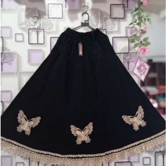 ♀▩✷ROK JEANS PANJANG WANITA RENDA KUPU BESAR