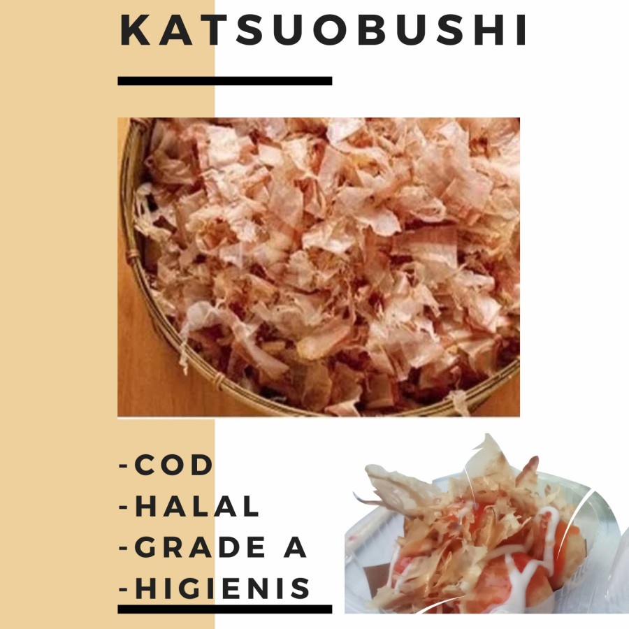 

Katsuo Katsuobushi Ikan Cakalang Asap Suwir Taburan Takoyaki Okonomiyaki Grade A Halal 50gr - 1Kg