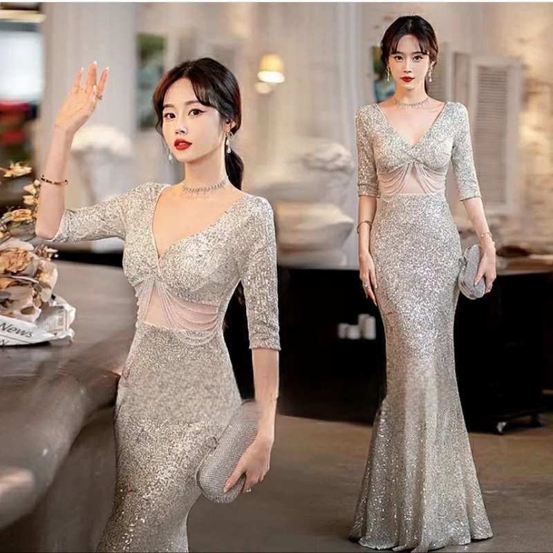 dress silver bling blink hitam black kristal dress crystal diamond gaun swarovski gown long dress ma