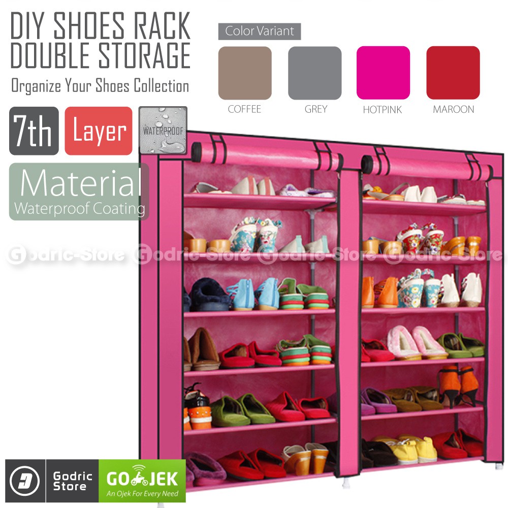  Rak  Sepatu Double 7 Layer 6 Susun Lemari Sepatu Shoes 