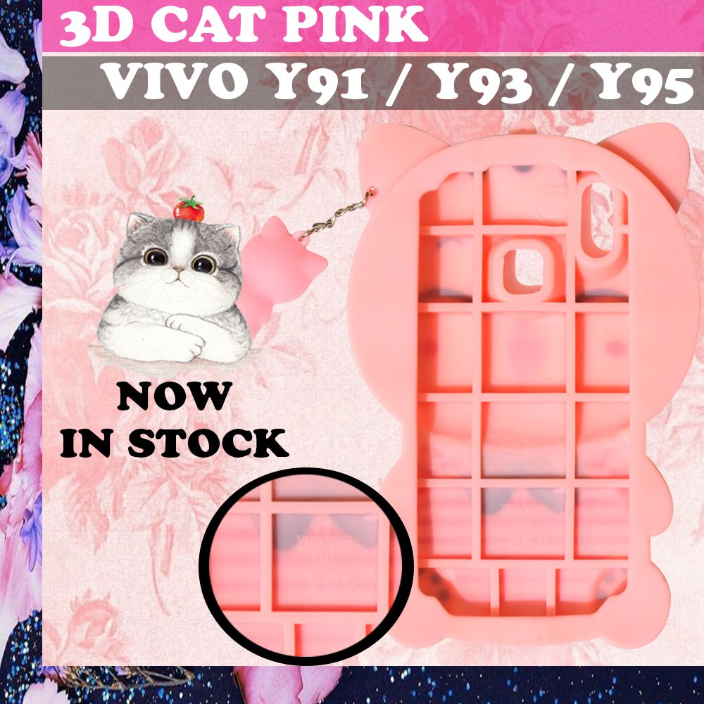 Softcase 4D Xiaomi Redmi Note 8 Pro Silikon 3D Pink Cat Lucky Cat / Silikon Case Soft Case-kucing pink