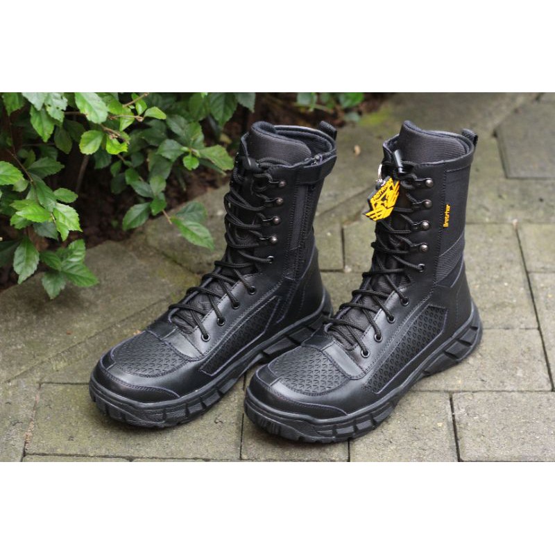 Sepatu PDL Tactical Boot Sarang Tawon Pdl Kulit Tni Polri Kordura Anti Air Resleting Merk Brotrher Saga