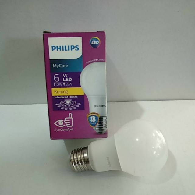 lampu philips led bulb 6w kuning