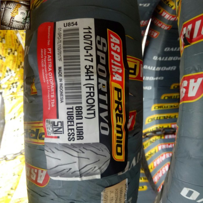Paketan Ban Aspira Premio 110/70-17 & 150/60-17 Tipe Sportivo Tubeless
