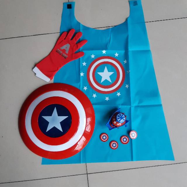 Mainan Set Tameng Capt America - Paket Cosplay Perisai Avengers Anak