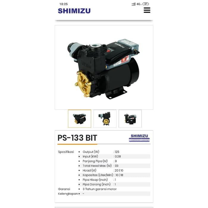 SHIMIZU PS-133 BIT Pompa Air Listrik Otomatis