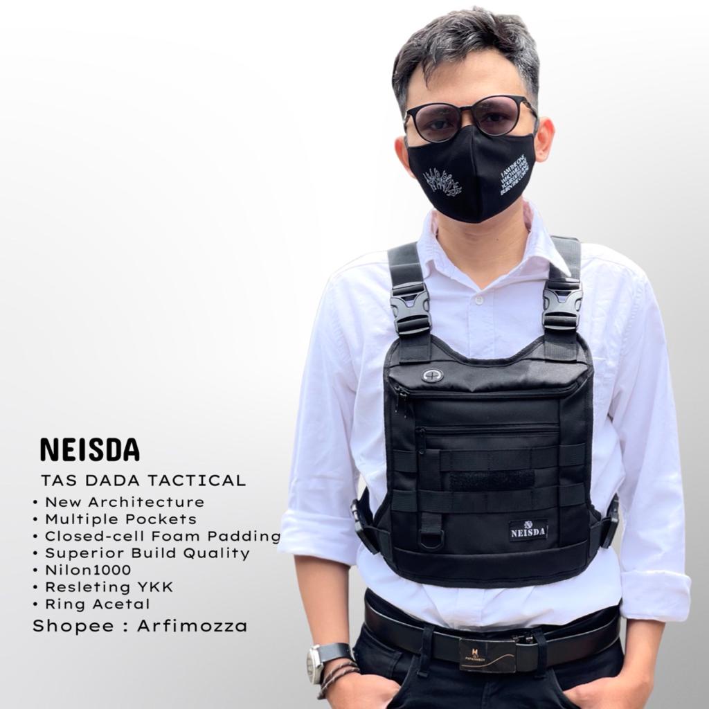 Tas Dada Pria Original Neisda Model Rompi Black Edition / Tas Selempang Pria Keren Model Terbaru 2022