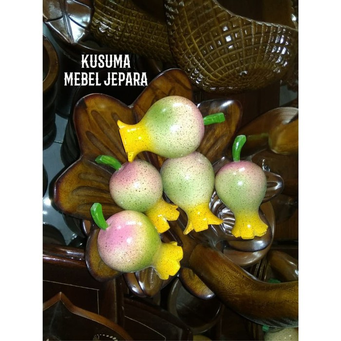 Buah-Buahan Kayu Buah Delima Kayu Jati (Tinggi 17cm)