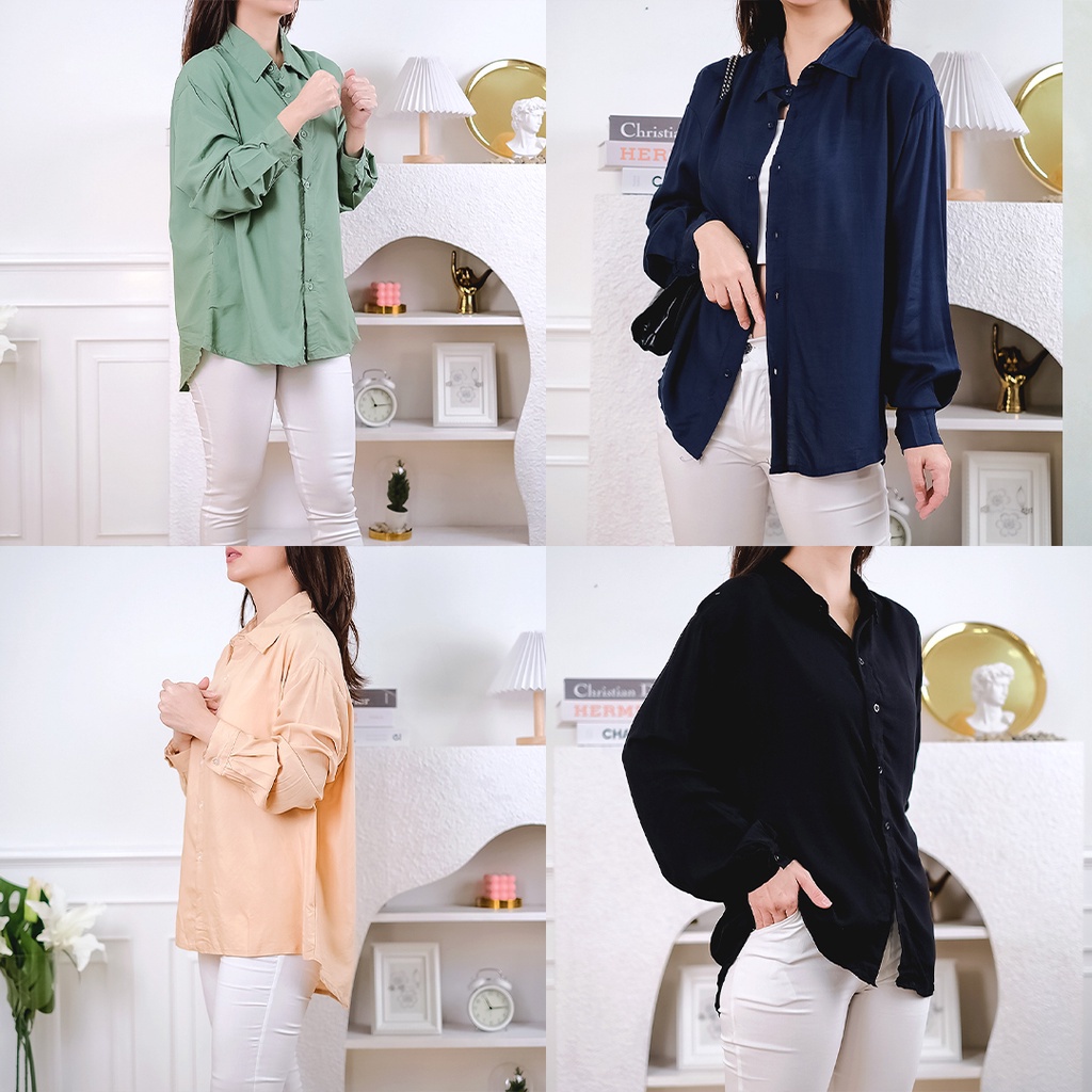 BEFAST - ZFF OOTD Blouse REIZA / Lydia Oversize XXL Rayon Diamond / Blouse Wanita Terbaru / Pakaian Casual Wanita / Blouse Polos Formal / Fashion Wanita Kerja / Atasan Lengan Panjang Wanita / Blouse Terlaris / Termurah