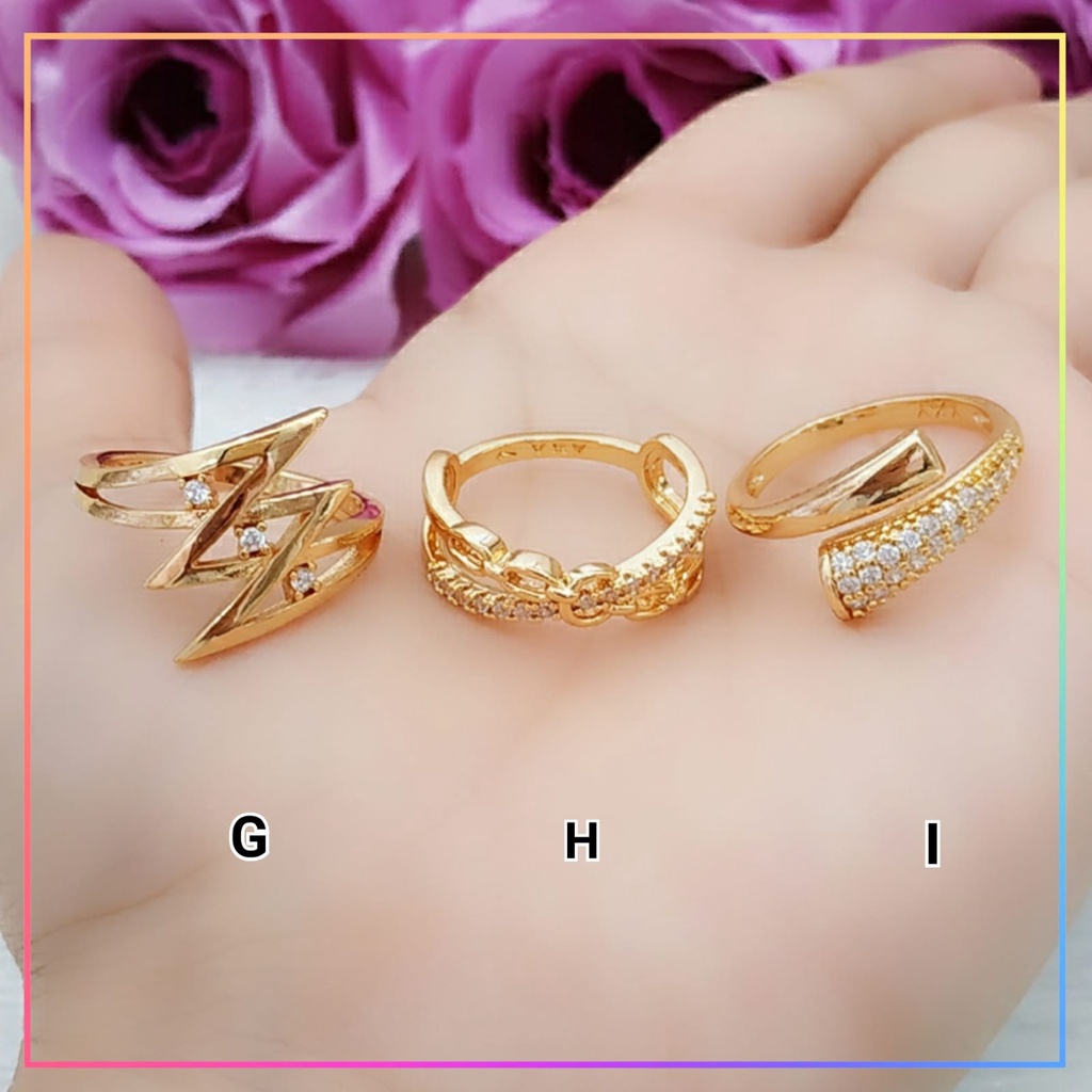 Cincin xuping cincin dewasa zigzag permata cantik perhiasan wanita lapis emas gold A165
