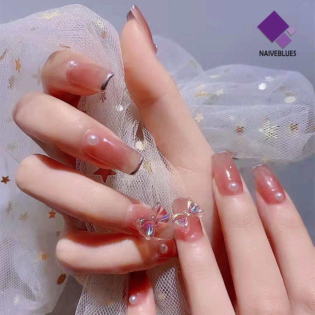 Naiveblue &gt; 50Pcs / Set Ornamen Pita Aurora 3D Untuk Dekorasi Nail Art / Manicure DIY