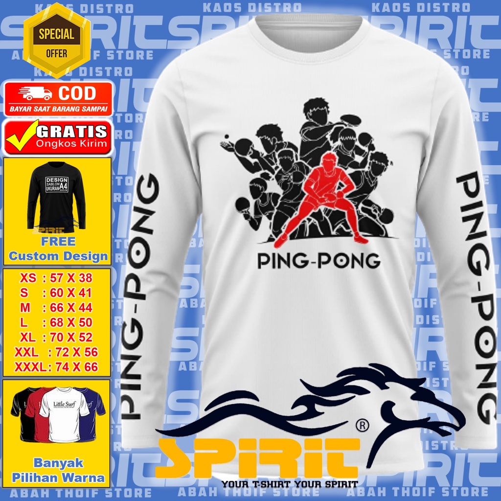 Kaos Olahraga Ping Pong Pingpong Pimpong Tenis Meja Jumbo XXXL FTM002