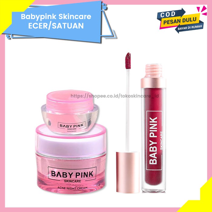 Soothing Gel &amp; Acne Night Cream &amp; Babylip Wine Shoot Baby Pink Skincare Original BPOM