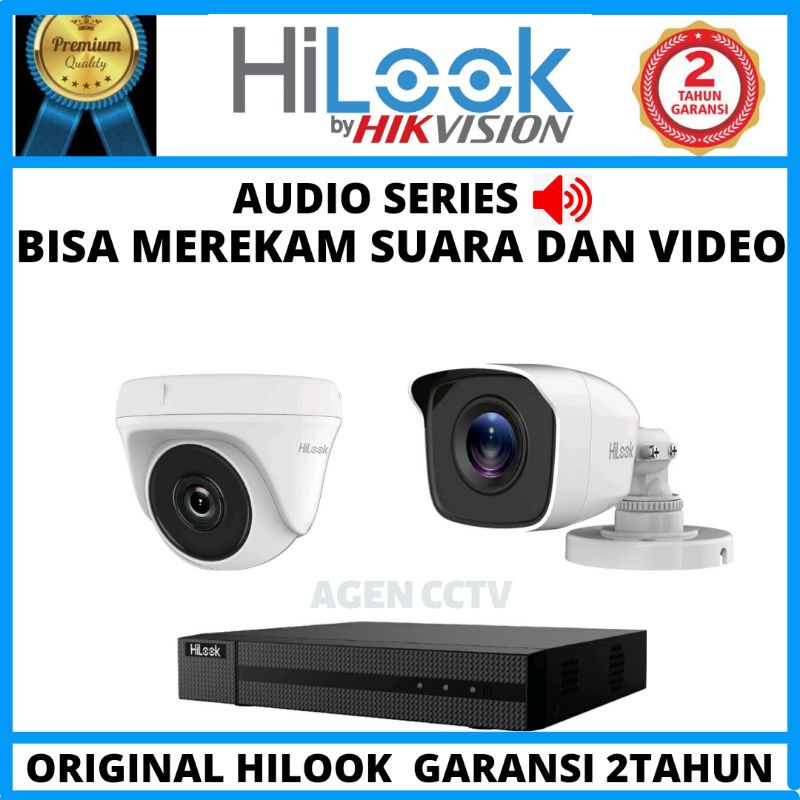 PAKET CCTV HILOOK  4 CHANNEL 2 KAMERA  2MP AUDIO BISA MEREKAM SUARA DAN VIDEO ORIGINAL BY HIKVISION
