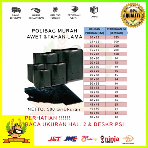 POLYBAG / POLIBEG / POLIBAG / KANTONG TANAMAN / PLASTIK TANAMAN