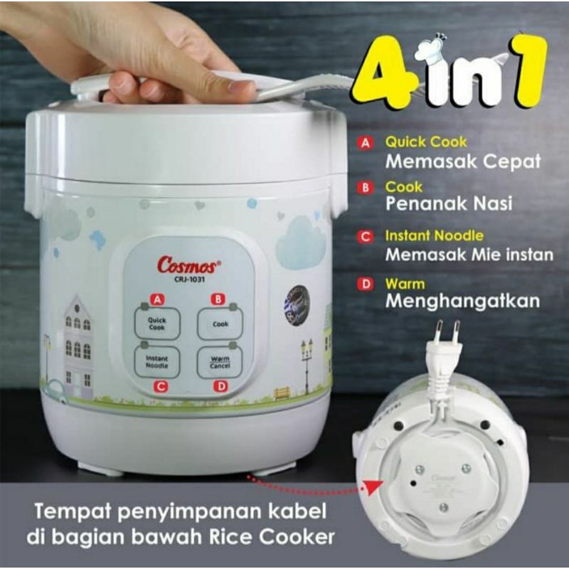 Rice Cooker Mini Cosmos CRJ 1031 0,3 Liter Rice Cooker Travel Series Magic Com Mini Cosmos