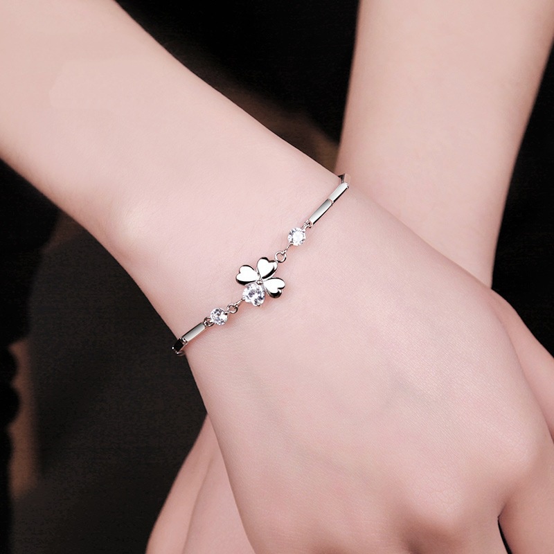 Gelang Berlian Bahan Stainless Steel Warna Silver Untuk Wanita