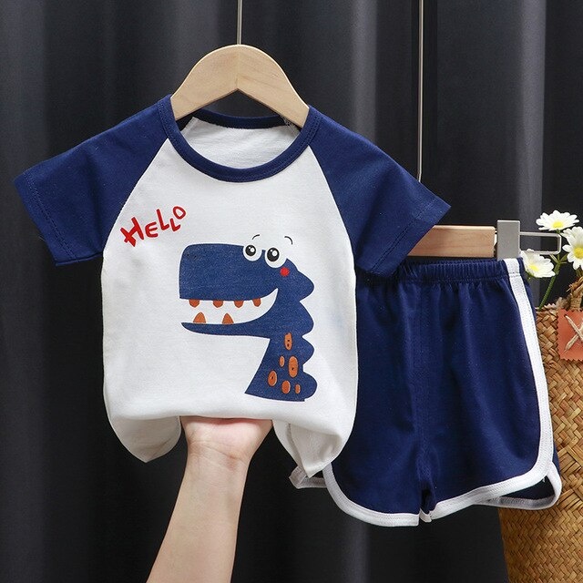 Setelan bayi newborn baju bayi import kaos dan celana motif baru