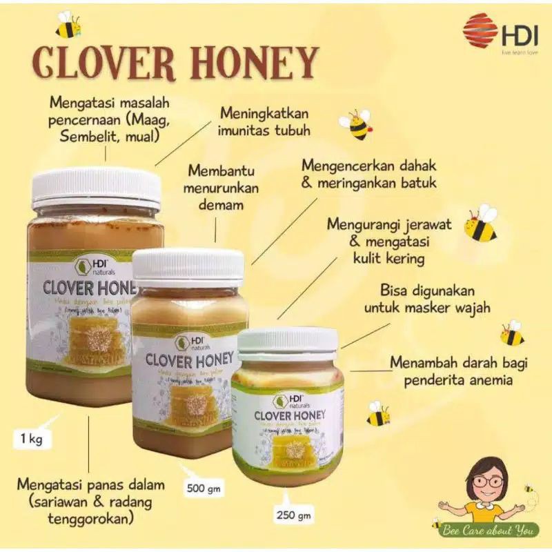 Clover Honey HDI 1 Kg 1000g New Original Madu Asli (Free Handsanitizer)