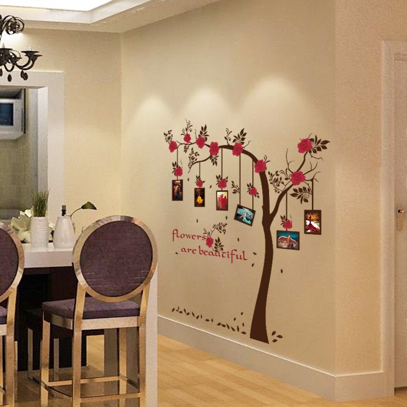 RELIZA WALL STICKER / STICKER DINDING POHON FOTO ROSE TREE FRAME WALLSTICKER SK9086