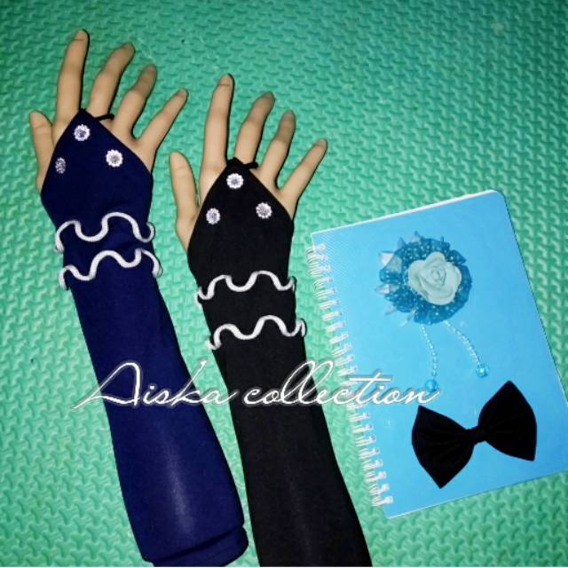 New handshock CIN&quot; CURLY PUTIH 2 layer /mangset tangan cincin /Handsock kekinian fashion muslimah