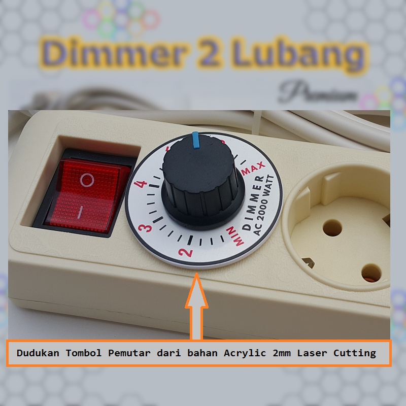 Dimmer SCR 2000w (+ FUSE) Pengatur Kecepatan Gerinda Stop Kontak 2 Lubang 3 mtr