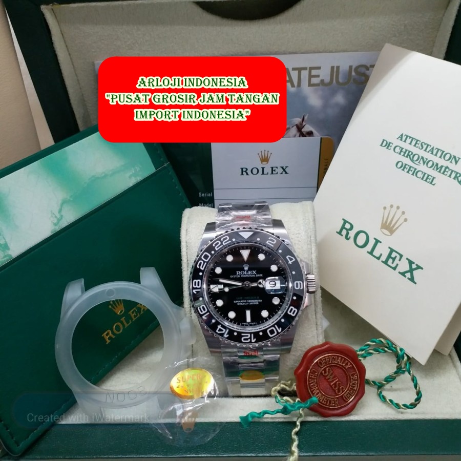 Hot Sale Jam Tangan Pria ROLEX GMT Master II Oyster Black NOOB SWISS ETA 1:1 Garansi 1th