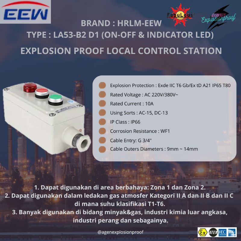 Jual Explosionproof Control Unit EEW-HRLM Type LA53 B2D1 (Push Button ...
