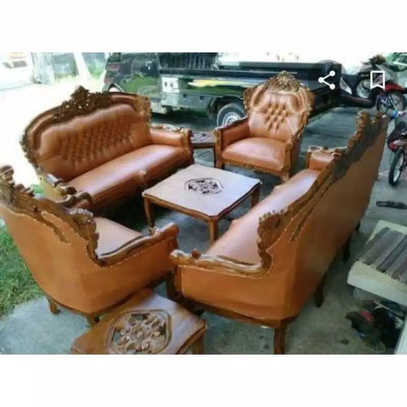 Meja kursi tamu sofa kontruksi kuat