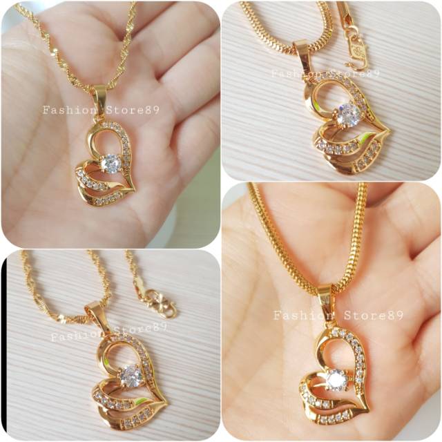 Fashion lapis emas love perhiasan xuping kalung love xuping import lapis emas 18k