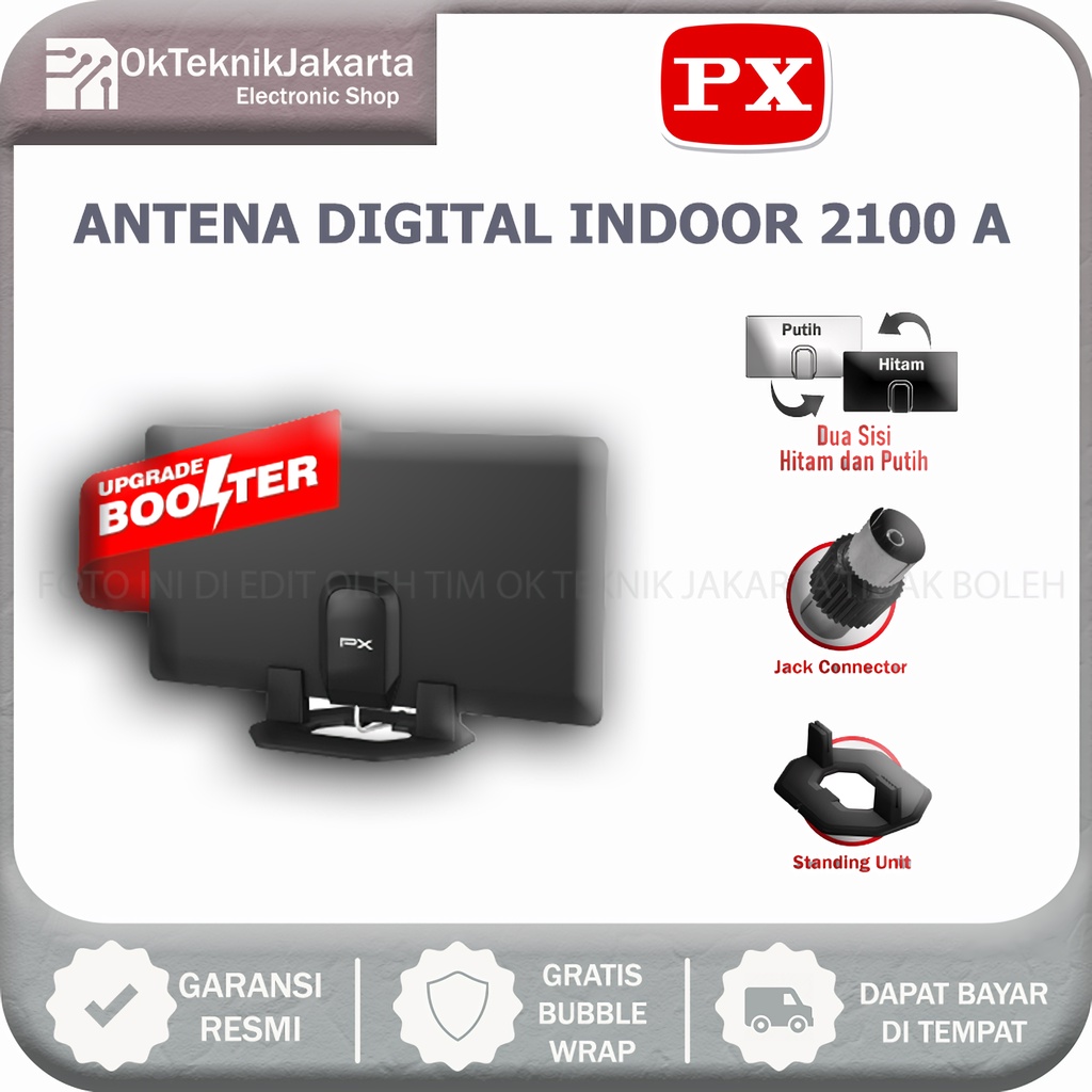 Antena TV Dinding Digital Analog Indoor DVB-T2 + Booster PX UDA-2100A